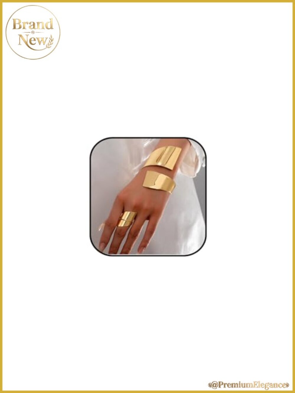 Chunky Gold Bangle Bracelet and Ring Set for Women Adjustable Zinc Alloy Jewelry